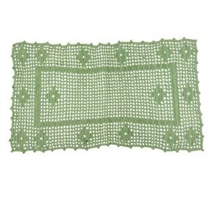 vintage green rectangular Doily Dresser Scarf handmade crochet small table cover